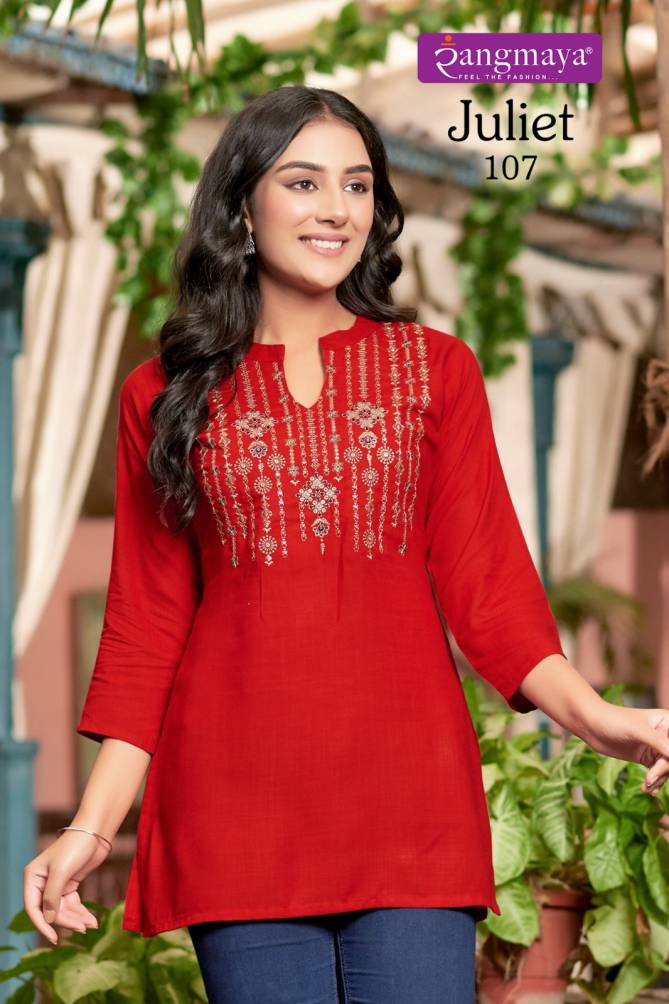 Juliet By Rangmaya Rayon Tunic Ladies Top Wholesale Price In Surat